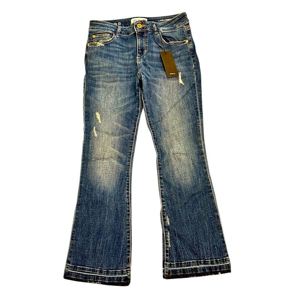 NWT DL1961 Lara intercept cropped flare mid tone distressed frayed hems size 26 - Picture 2 of 9